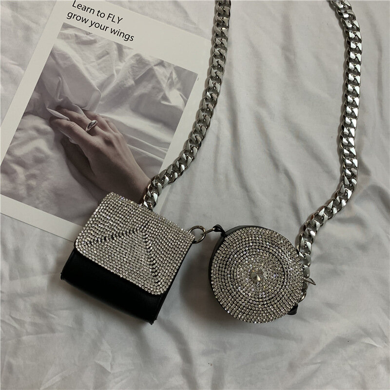 2 diamentowe sztyfty damskie ozdoby do pakowania Mini krzyż torebka designerski luksusowy portfel damski łańcuszek torba na ramię