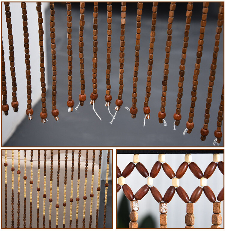 Tenda della decorazione della porta con asta perline di bambù in legno fatta a mano tipo gancio stringa onda nappa drappo divisorio per tende divisorie