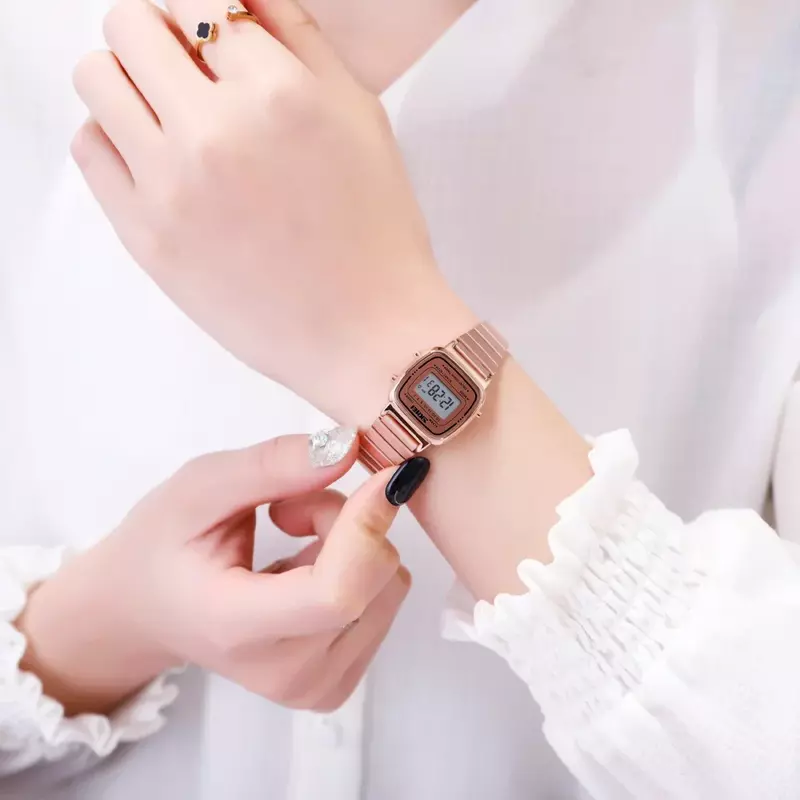SKMEI1901 jam tangan olahraga wanita, arloji Dial kecil Digital mewah 3Bar tahan air untuk perempuan