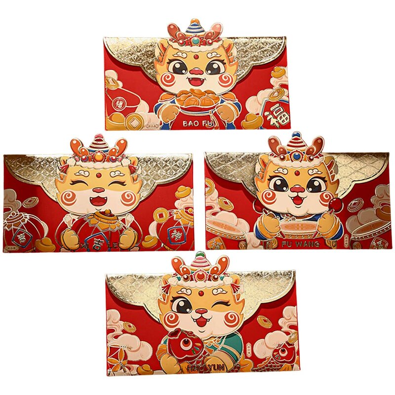 New Year Red Envelope Bright Colors Chinese Dragon Lucky Money Envelopes for Chinese Traditional Spring Festival
