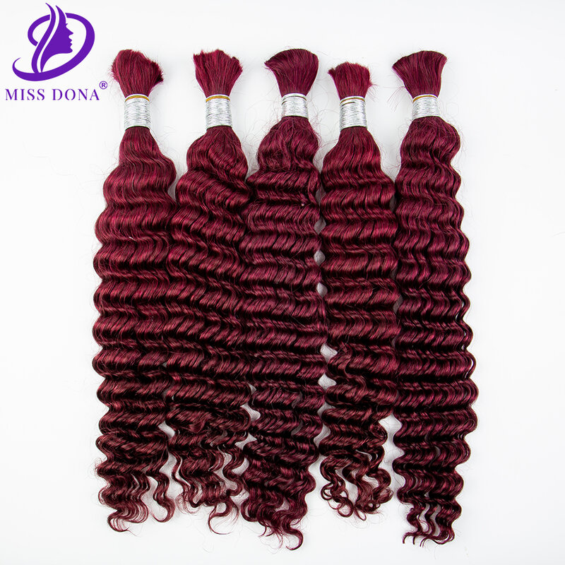 Ekstensi rambut manusia jumlah besar Tidak ada kain dalam keriting merah anggur rambut manusia Virgin bundel keriting untuk wanita mengepang
