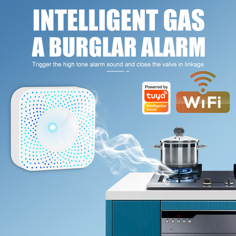 Tuya-alarma de Gas inteligente portátil para el hogar, Detector de Gas Natural CH4, Sensor de fugas de Gas, seguridad contra incendios, WIFI
