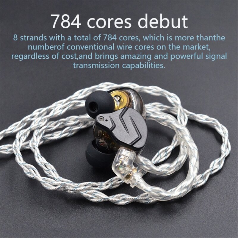 Cable plateado T8WC C Pin 0,75mm para auriculares ZS10PRO confiable y duradero