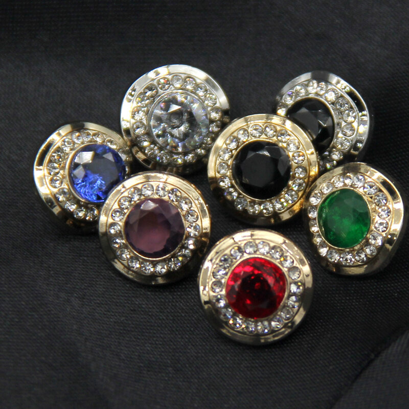 HENGC-Botones de joyería de diamantes de imitación de Metal dorado Vintage para ropa, camisa, blusa, decoraciones de lujo hechas a mano, manualidades DIY al por mayor