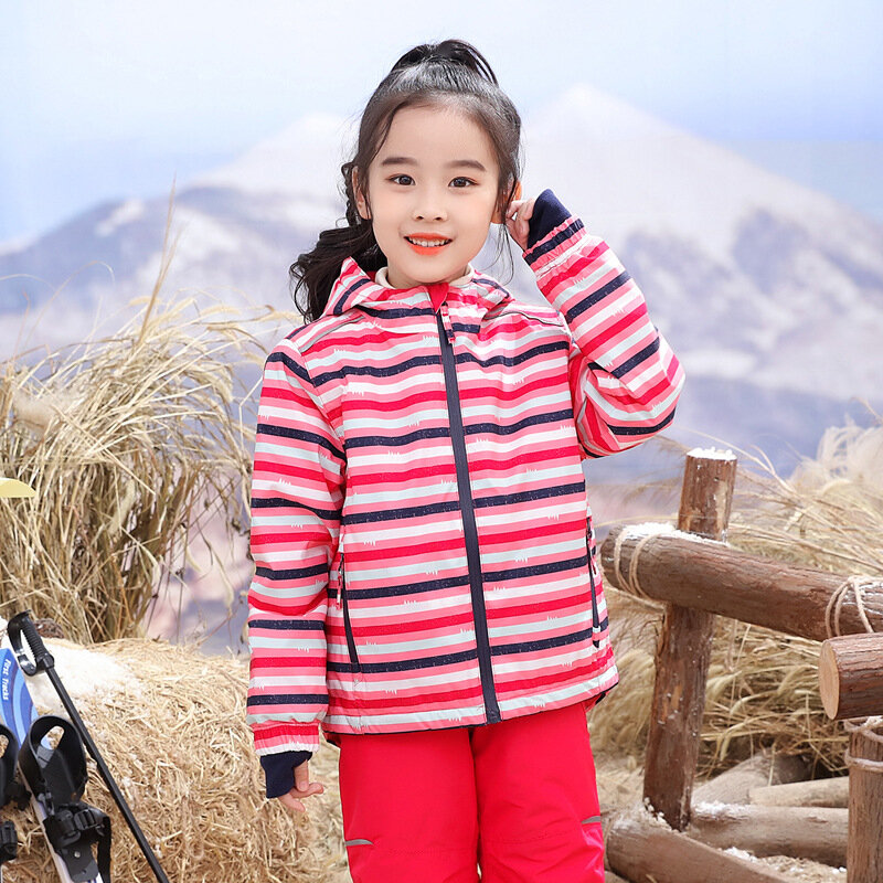 겨울 어린이 스키 슈트 탑 방풍 방수 플러시 따뜻한 야외 스포츠 재킷, 소년 소녀 코튼 재킷, 애니메이션