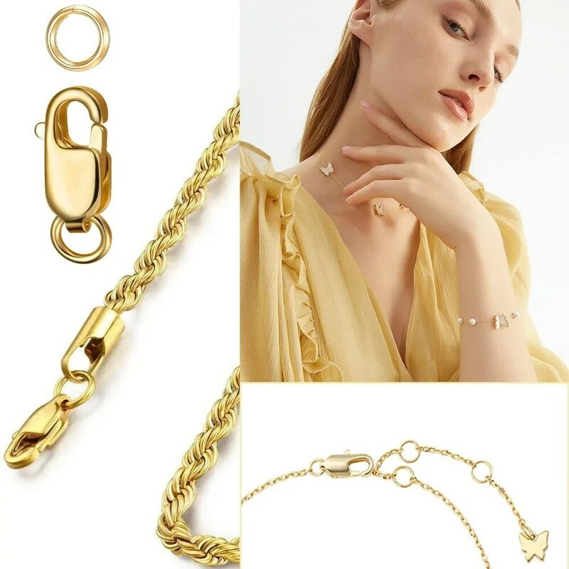 Anéis fechados para fazer joias, fecho de garra de lagosta em ouro 18k, anéis para colares e braceletes cheios de ouro, fabricados na Itália