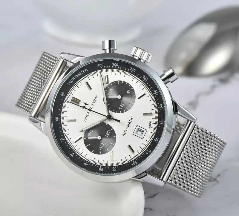 HAMILTON Quartz Watch for Men Top Luxury Leather Strap Chronograph Sport Wristwatch Men Business Luminous Fashion Male Clock