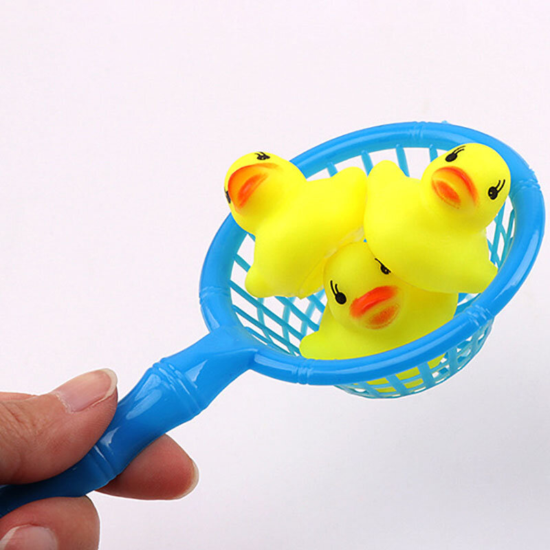 5 stks/set kinderen drijvend badspeelgoed mini zwemringen rubber gele eenden visnet wassen zwemmende peuter speelgoed waterpret