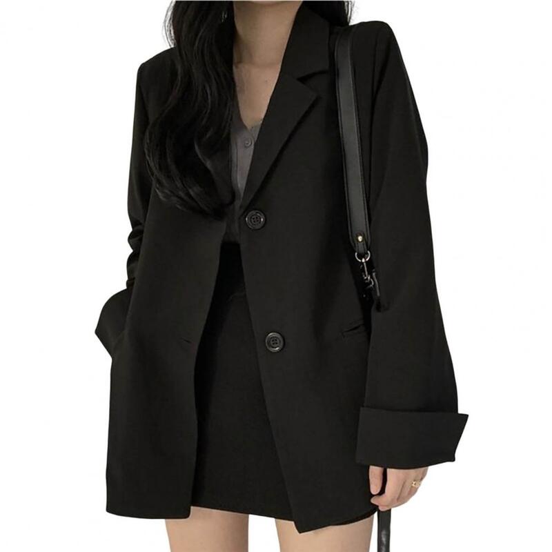 Frauen Blazer Turn-Down-Kragen Einreiher alle Match Lady Girl lässig schwarzen Blazer Anzug Jacke Mantel tägliche Kleidung