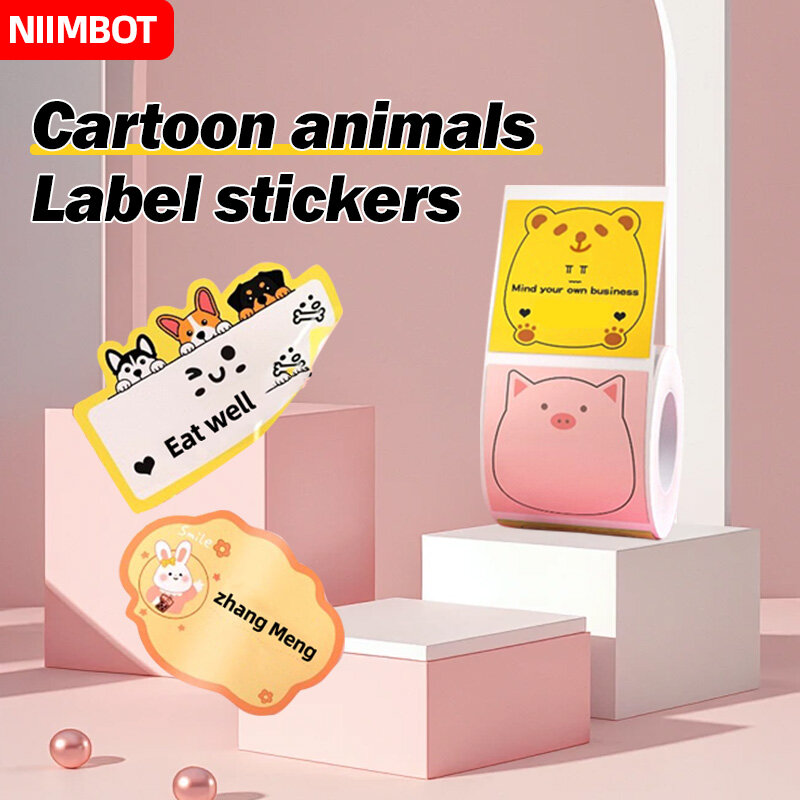 NiiMbot-طابعة ملصقات الورق الحراري ، ملصق الاسم ، كرتون ، حيوان لطيف ، ملاحظة مضادة للماء ، منزلية ، B1 ، B21 ، B3S