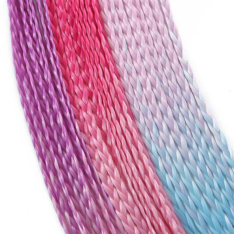 AZQUEEN extensiones de cola de caballo trenzada larga de color sintético con banda elástica, postizo de cola de caballo trenzada de arcoíris para niña y niño