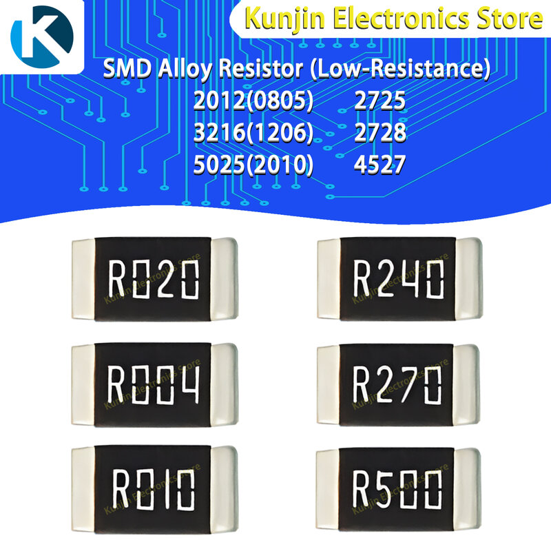 4527 (11mmX6.6mm) ，SMD Alloy Resistor，5W 1% 0.001R 0.002R 0.005R 0.007R 0.01R 0.012R 0.024R 0.03R 0.07R 0.1R 0.12R 0.39R Ohm
