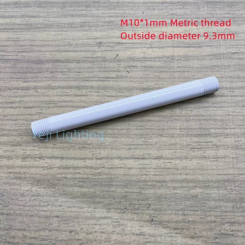 M10 Tubo de ferro reto, dentes métricos conectando tubo, haste oca, tubo de dente, candelabro de cristal DIY, preto e branco
