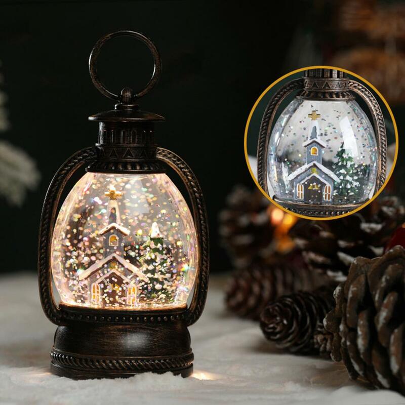 Luzes cintilantes a pilhas, ornamentos de Natal, decorações de lâmpada de festa, lanternas festivas, Glitter Santa