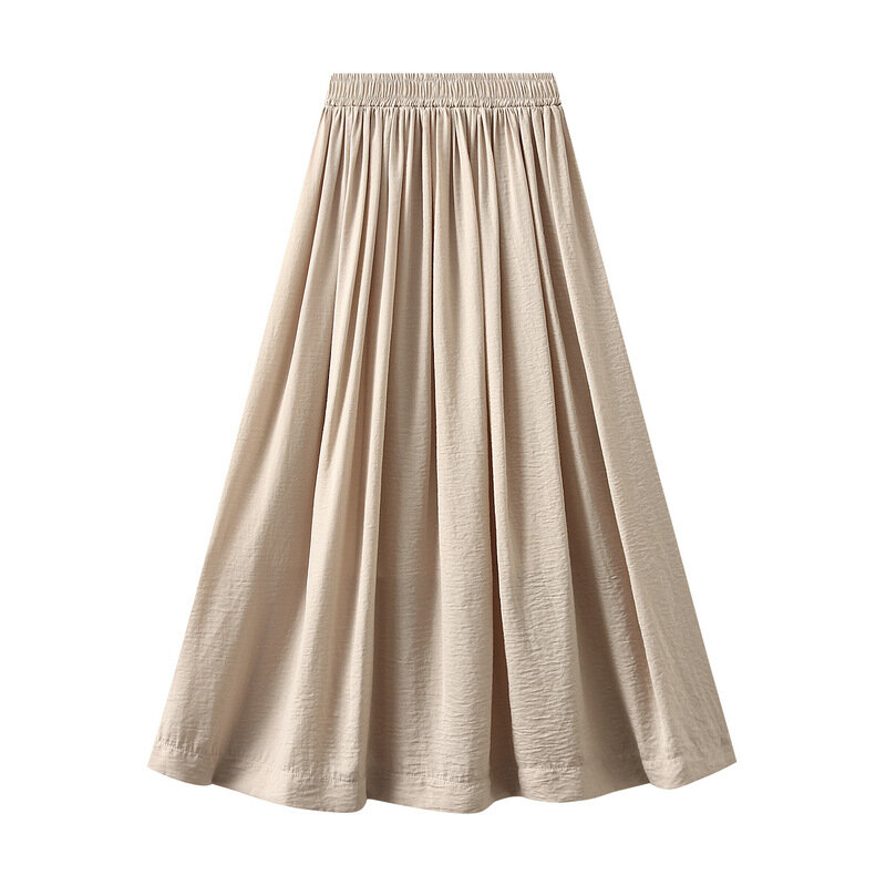 Falda larga plisada hasta el tobillo para mujer, faldas largas delgadas informales de Color sólido, falda Simple que combina con todo, novedad de verano