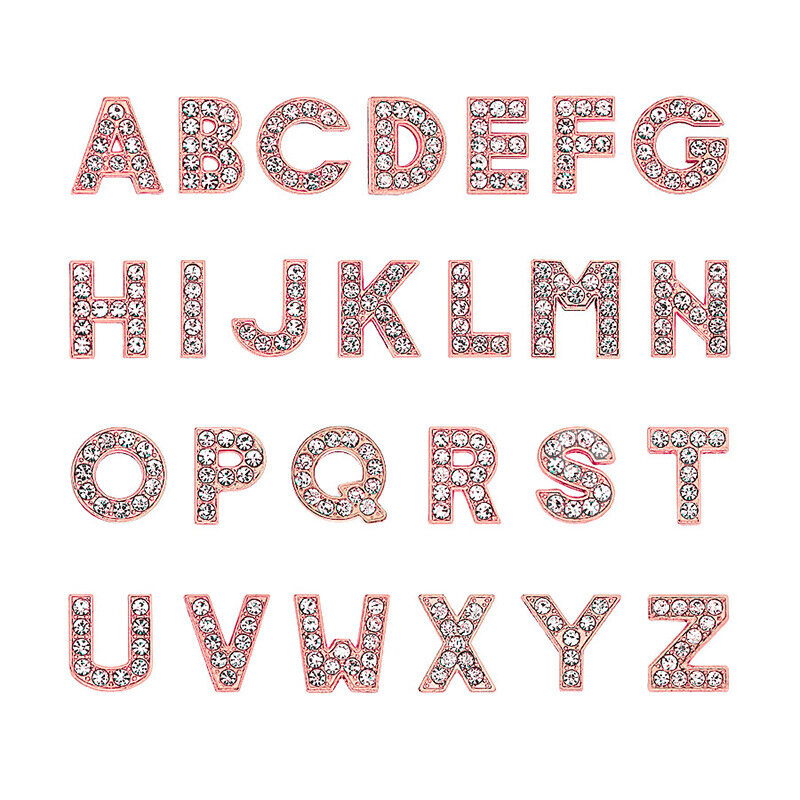Dijes deslizantes de letras rosas para fabricación de joyas para mujer, pulsera con alfabeto, A-Z, Collar para mascotas, accesorios de bricolaje, regalo, 8mm