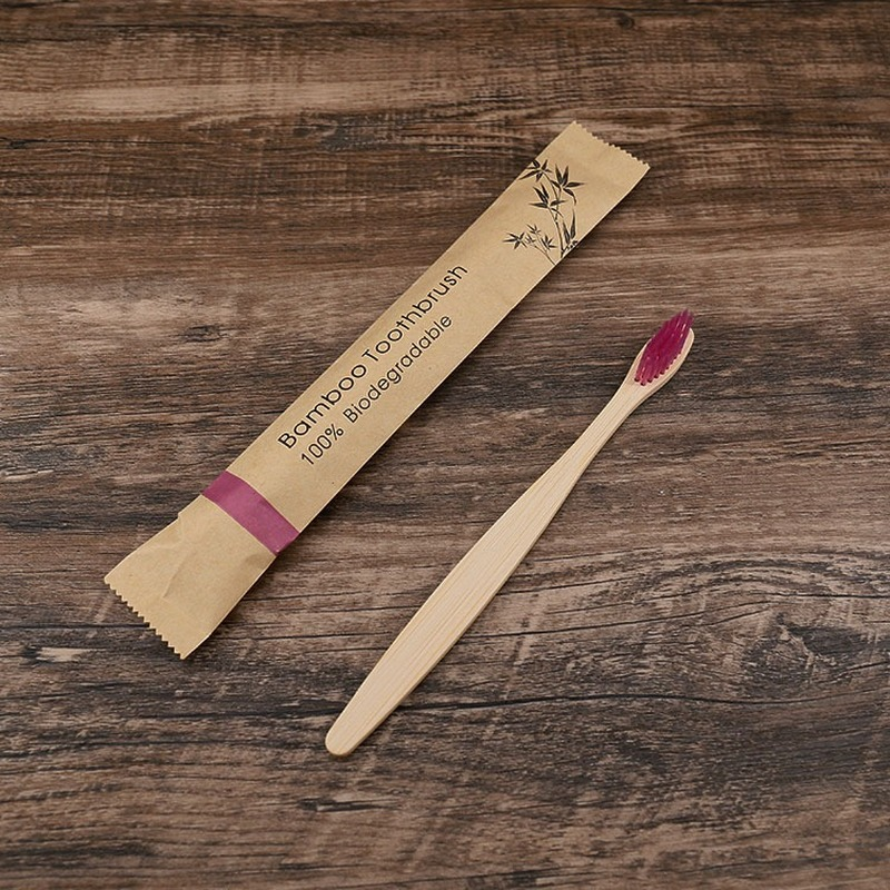 Escovas de dentes de bambu portáteis coloridas para adultos, reutilizáveis, macias para casa, viagem, hotel, 10pcs