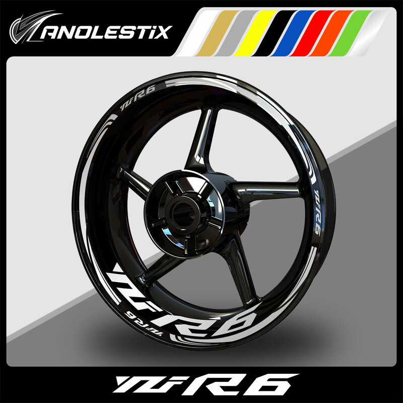 AnoleStix Reflective Motorcycle Wheel Sticker Hub Decal Rim Stripe Tape For YAMAHA YZF R6 2017 2018 2019 2020 2021 2022