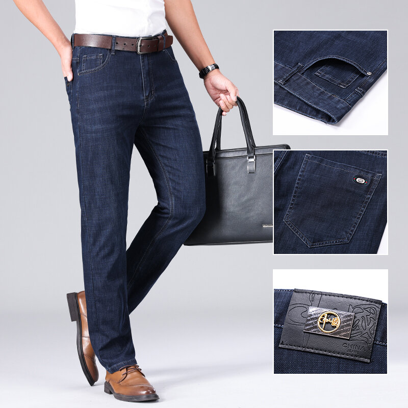 Modna z zamkiem i guzikiem jednolita kolorowa prosta biznesowy do jeansów męska odzież 2024 wiosna lato nowa luźna spodnie typu Casual
