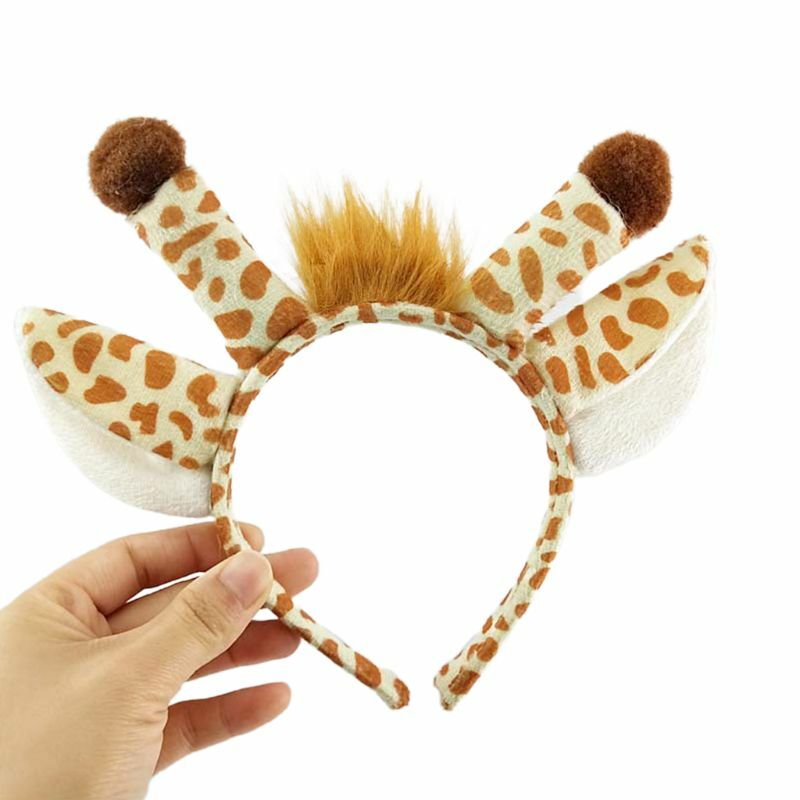 N80c girafas pelúcia bandana girafas orelha cabelo argola headwear desenhos animados girafas pelúcia