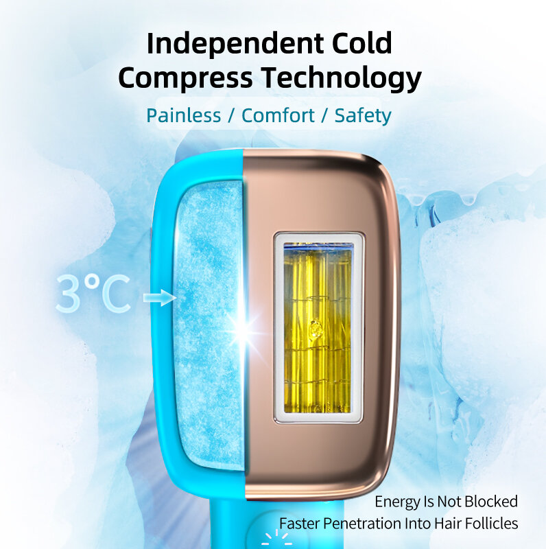 MLAY-depiladora láser T14 para hombres y mujeres, máquina de depilación IPL en frío y hielo, 500000 Flashes, 3 en 1, automática, para uso doméstico