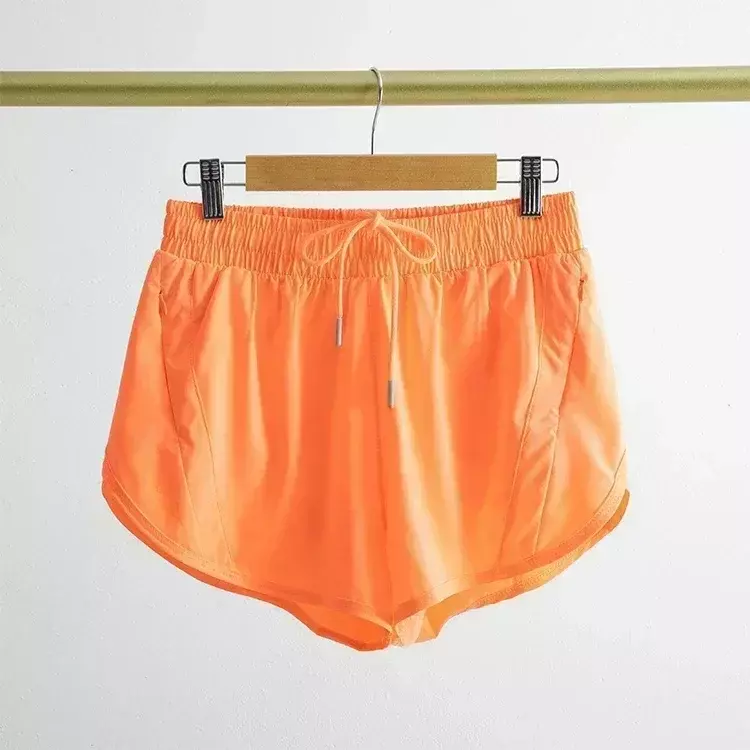 Женские шорты лимонного цвета с завышенной талией, Короткие штаны для упражнений, одежда для фитнеса, эластичные брюки для девочек для бега, спортивная одежда, велосипедная одежда