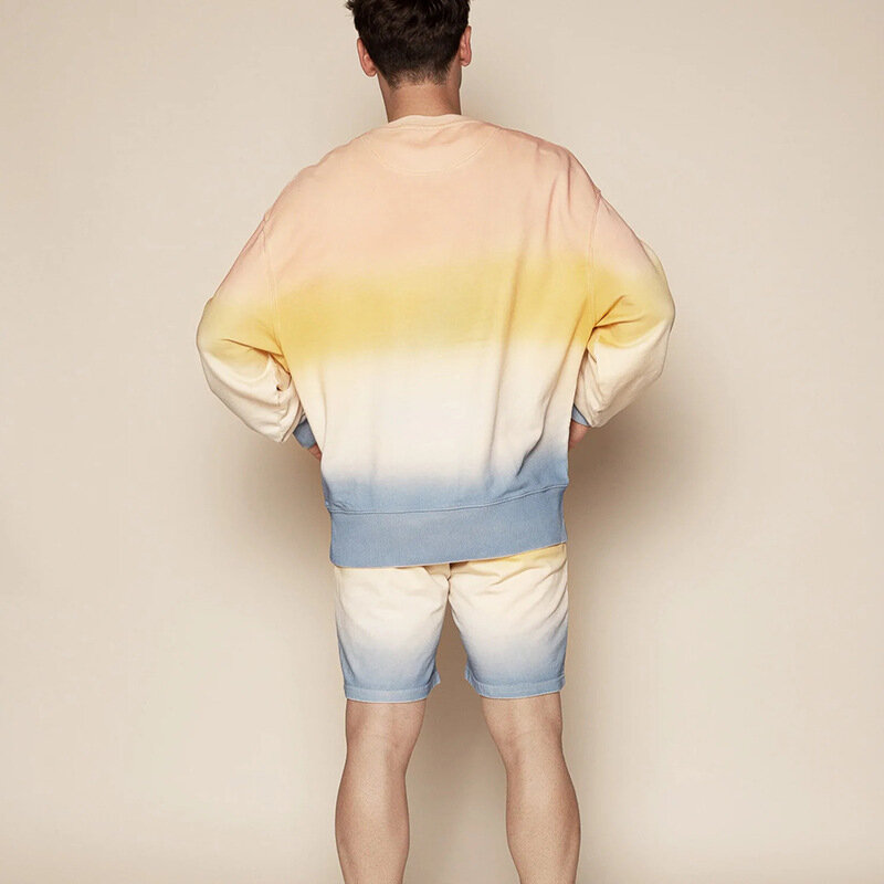 Suéter informal de moda para hombre, traje de dos piezas de primavera y verano, nuevo Top suelto, pantalones cortos
