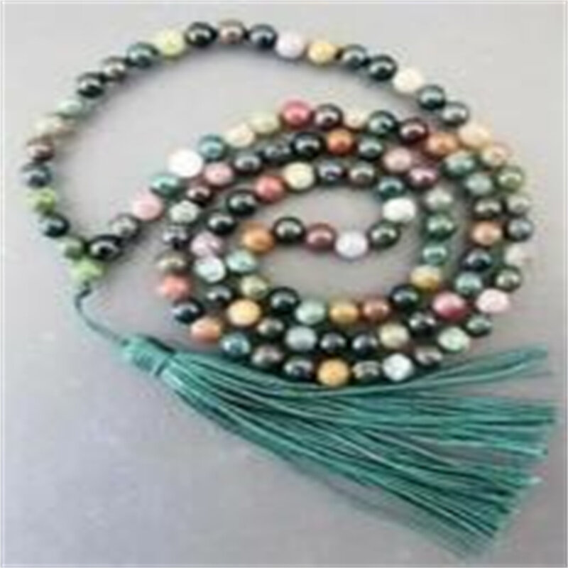 Collana di braccialetti Mala con perle di preghiera buddista 108 pietra naturale calda 6mm