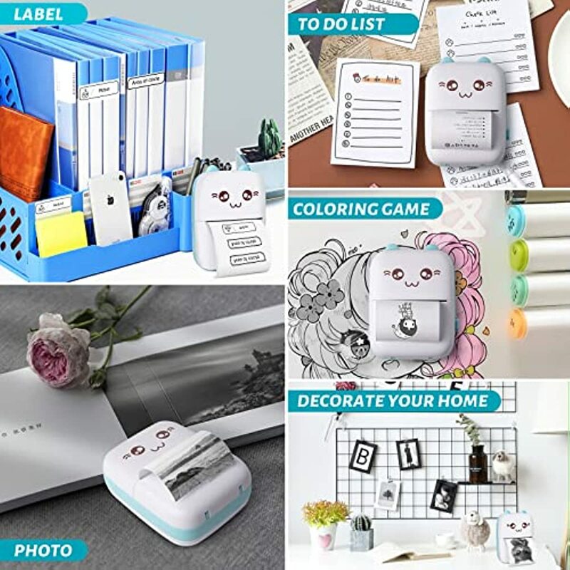 Mini impresora portátil de bolsillo para fotos, máquina de impresión térmica sin tinta de 57mm, pegatina de papel Trans, inalámbrica, BT, 200dpi, Android e IOS