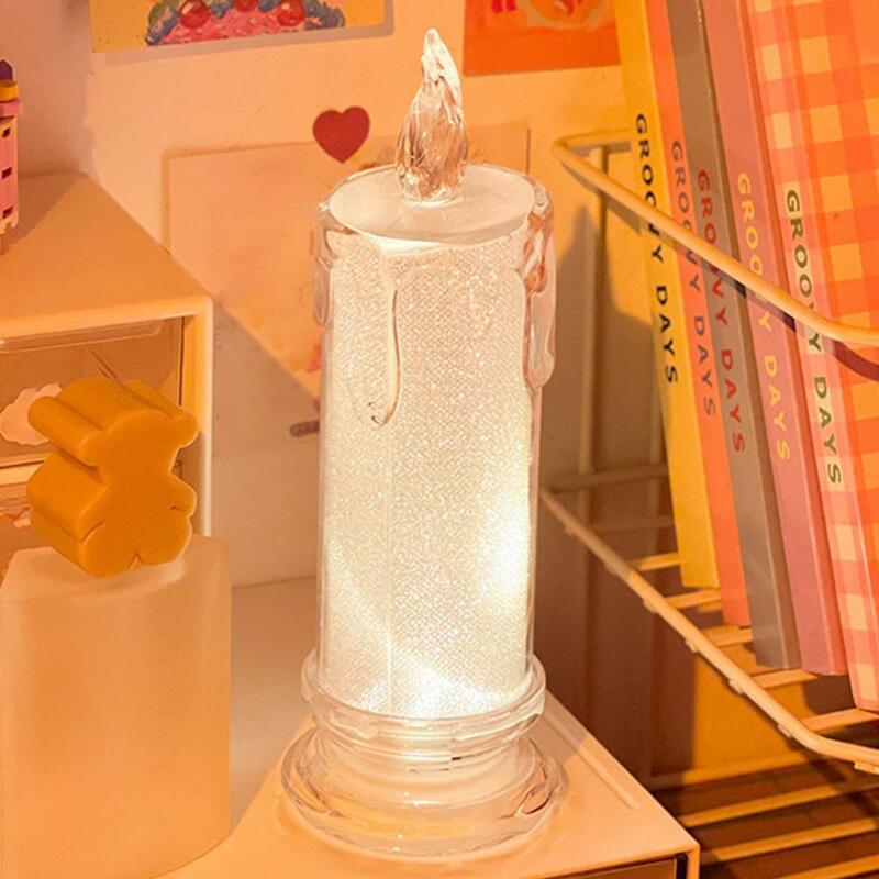Flameless LED Light Candle Electronic Lamp with Base Transparent Plastic Christmas Event Tea Light Home Decor