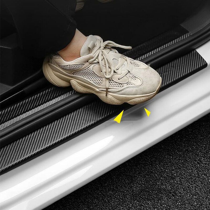 Stiker pelindung alas pijakan pintu mobil, Anti gores serat karbon Nano DIY Strip pelindung pasta kaca samping Film pita pelindung