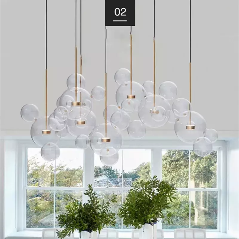 Nuovi lampadari a Led personalizzati apparecchi di illuminazione per soggiorno cucina hall Bar bolla di vetro luci Decorative a Led per interni