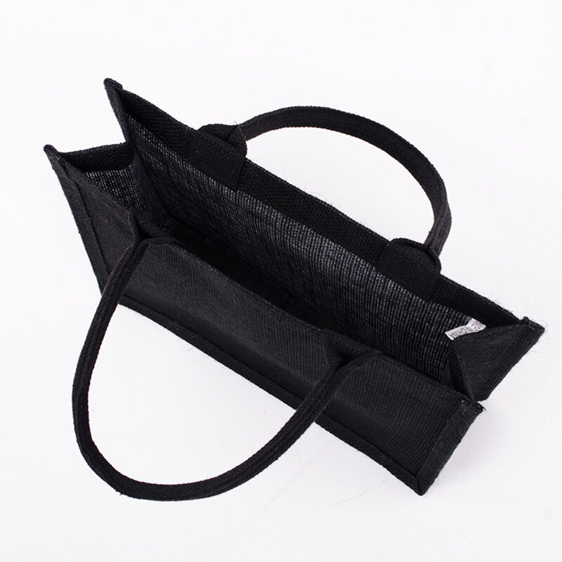 الخيش الأسود حمل حقيبة مع مقبض ، الكتان حقائب صديقة للبيئة ، سعة كبيرة ، المحمولة ، حزم الركاب ، تنوعا ، أكياس التسوق