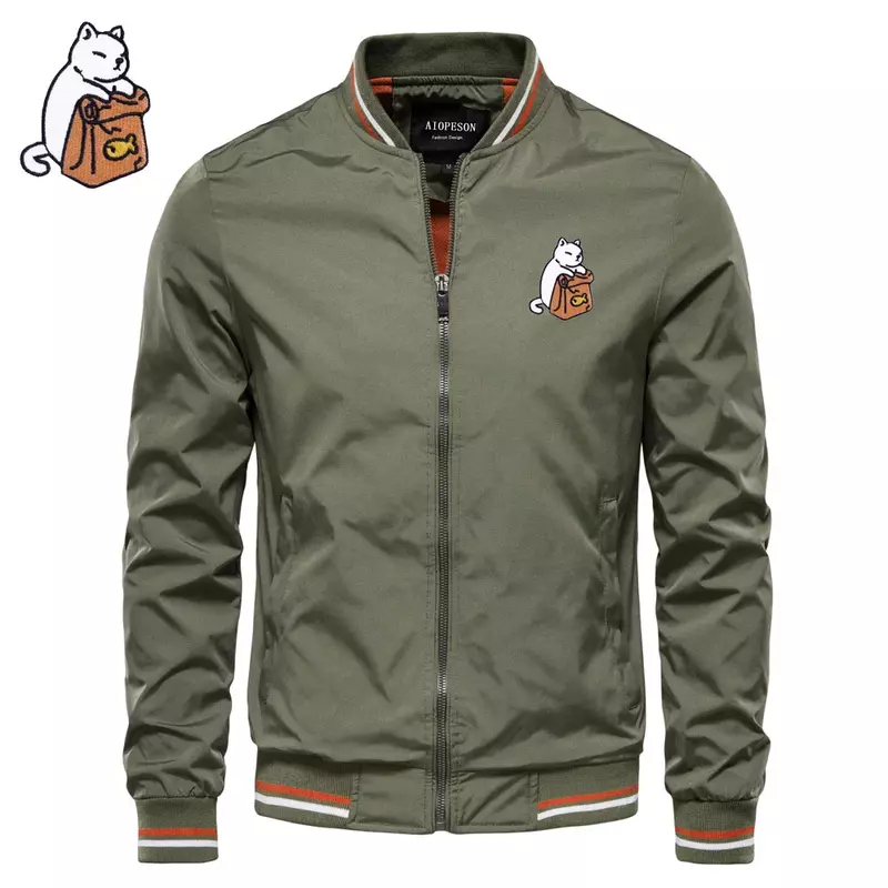 Nuova giacca gatto ricamo hip hop giacca da uomo primavera autunno giacca da lavoro di fascia alta marchio di moda giacca da baseball da uomo allentata