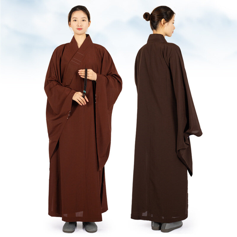 Длинное льняное платье в Тайваньском стиле с изображением монахов, 7 цветов