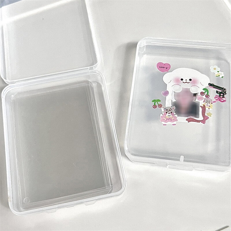 Caja de almacenamiento de plástico transparente, organizador de colección de tarjetas de fotos, papelería escolar, Kpop, INS, 1 unidad