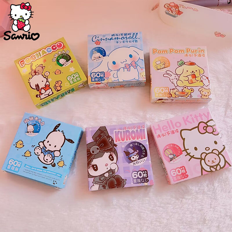 60Pcs Anime Stickers Sanrio Accessories Y2K Hello Kitty Things Kuromi Stickers Waterproof Cinnamoroll Pochacco Stickers Kid Toy