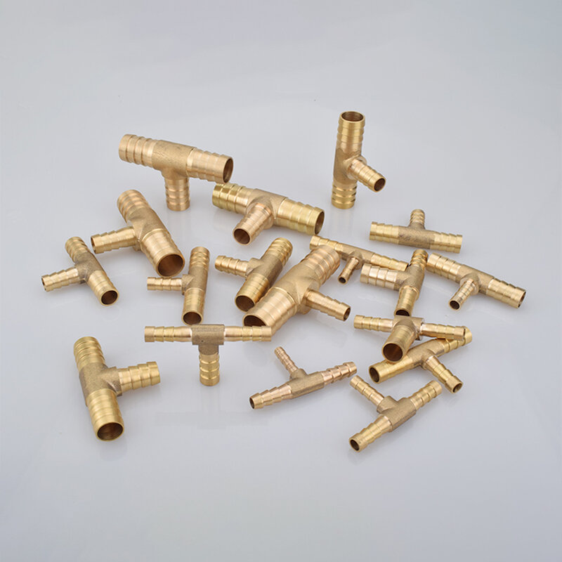 Conector de encaixe de tubulação de bronze de 3 maneiras, adaptador do acoplador, água, gás, óleo, 4, 5, 6, 8, 10, 12, 14, 16, 19mm