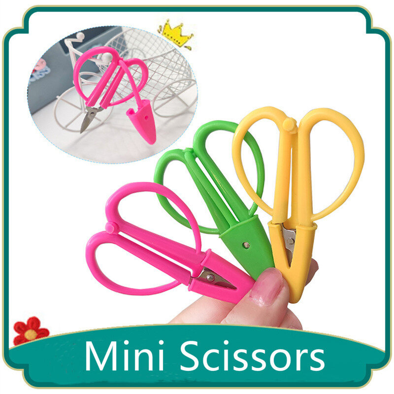 Mini Portable Scissors Student Handmade Tools Hand-Cut Paper Knife Household Sewing Embroidery Safety Scissors With Caps