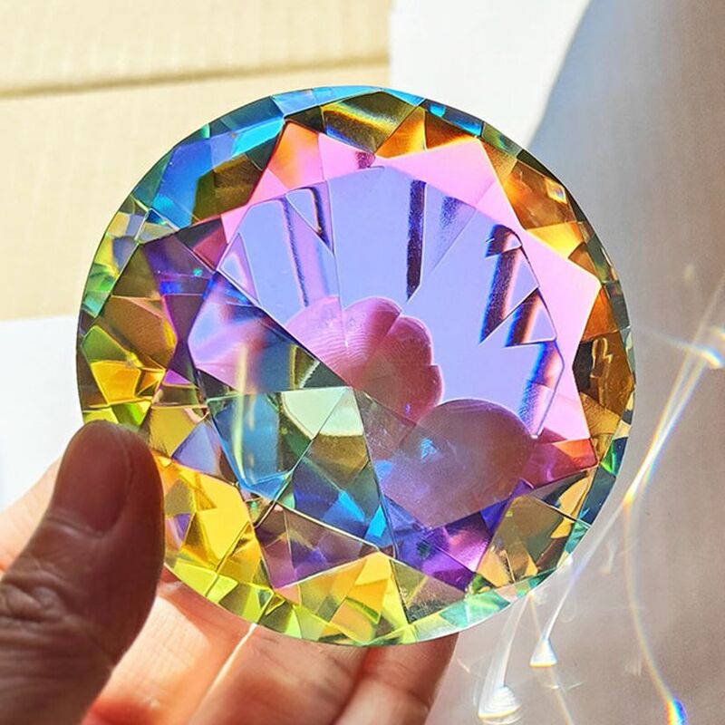 Cristal Diamante Paperweight Decorativa Rainbow Maker, Prisma De Vidro Diamantes, Casamento Quarto Desktop Decoração, AB Colorido K9, 30-80mm