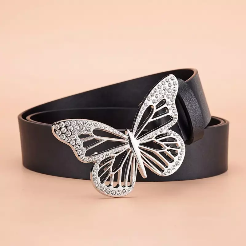 Cinturón con hebilla de mariposa para mujer, cinturón de PU de alta calidad, Falda vaquera emparejada, regalo para novia, novedad de 2024