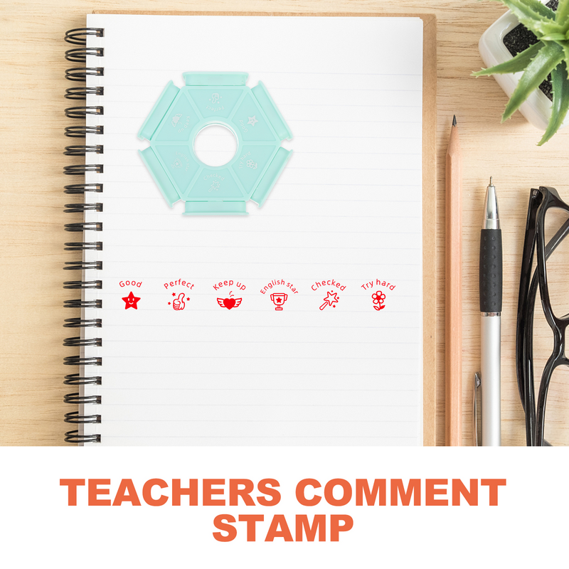 School Small Portable Comment Multi-side Comment Stamperser Teacher Supply Small Stamp Household Stamper for Teacher School