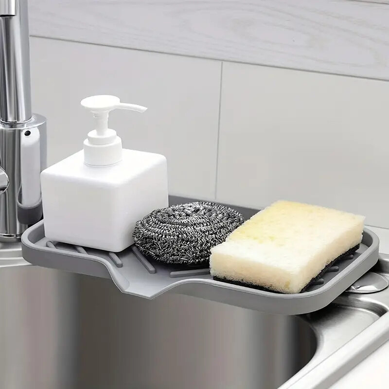ถาดซิลิโคนสำหรับวางสบู่ที่ชั้นวางของในครัวชั้นวางสบู่ที่ล้างจานแปรงขัดอ่างล้างจาน