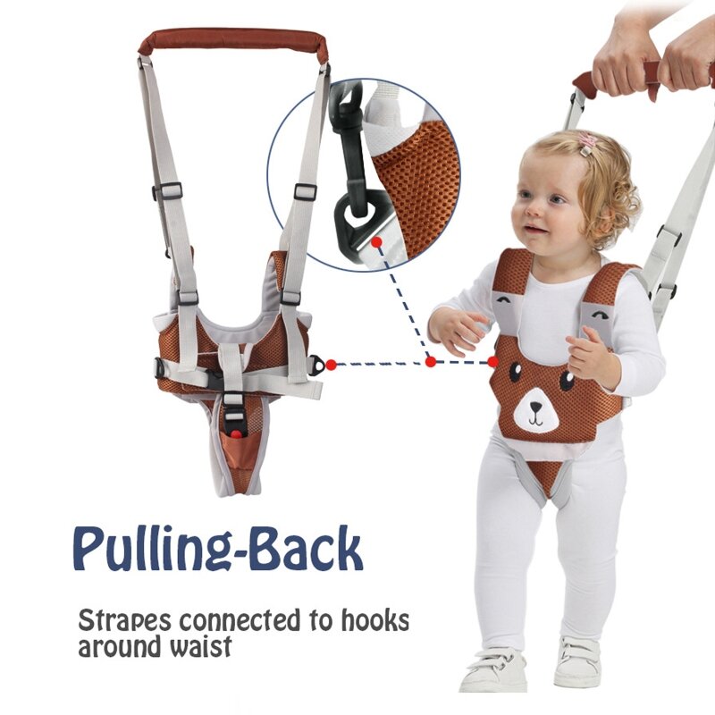 Baby Walking Harness Assistant Handheld Kids Boys Girls Backpack Walking Learning Support Training Belt with Removable Crotch