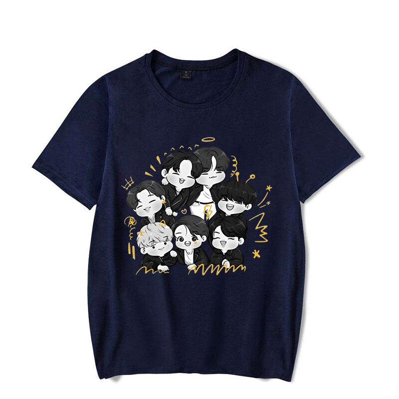 New Kpop Cartoon Printed T-shirts Fashion Y2k Women Summer Tee Shirt Femme Casual Short Sleeve Round Neck Tops T-shirts