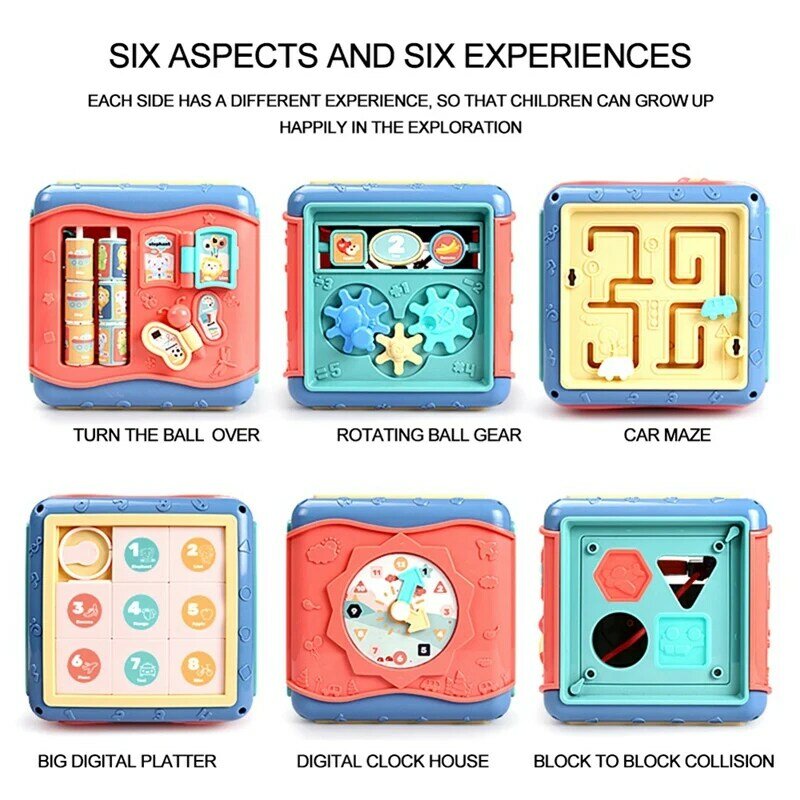 Cubo de juego de actividades para bebés, juguete educativo de Desarrollo Infantil, forma de caja de seis lados