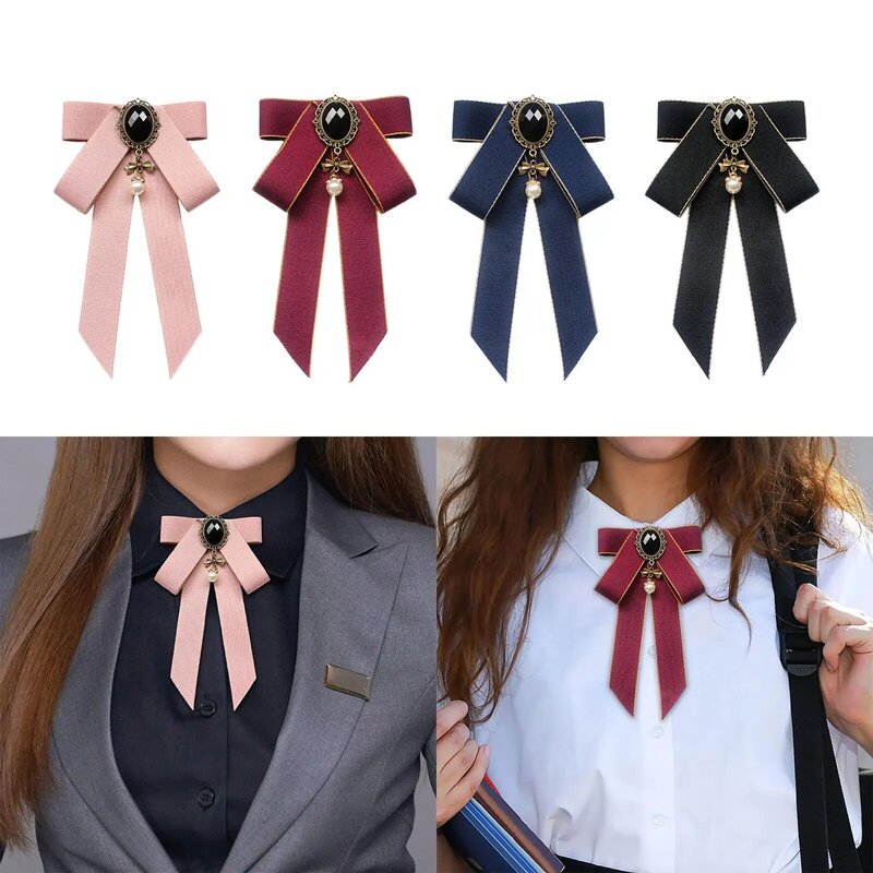 Broche de Lazo de cinta, pajarita, pajarita, corbata de camisa para traje, uniforme de Estudiante