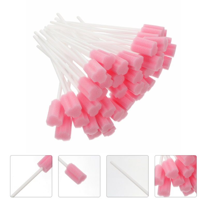 100pcs Practical Disposable Oral Care Sponge Swab Tooth Cleaning Mouth Swab