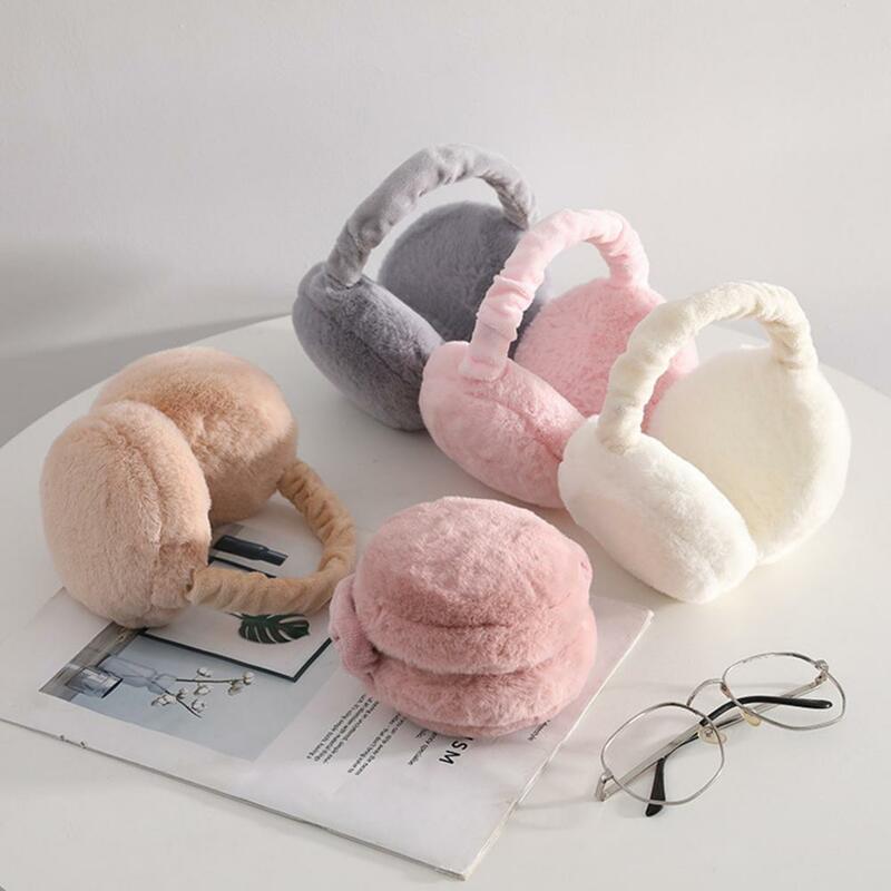 Soft Plush Ear Warmer Winter Warm Earmuff Plush Foldable Windproof Thicken Ear Protection Fluffy Solid Color Elastic Ear Cover