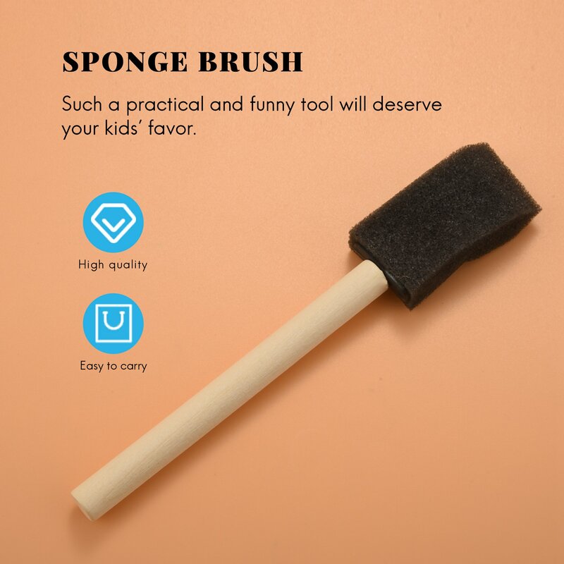 Foam Brush Painting Sponge Tool with Hardwood Handles Pack of 10
